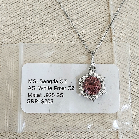 NWT Ryze Sangria Hexagon Cubic Zirconia .925 Sterling Silver 18" Necklace - Picture 9 of 10